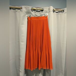 Aritzia Orange Pleated Skirt